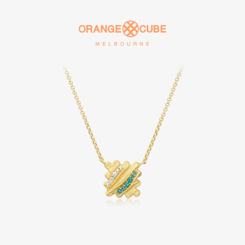 Orange Cube项链女轻奢幸运拼图高级感锁骨颈链首饰送女友礼物