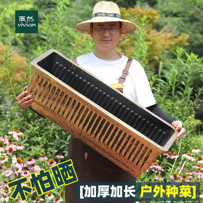 特大户外庭院塑料花盆长方形花盆长条型阳台专用天台槽盆种植菜箱