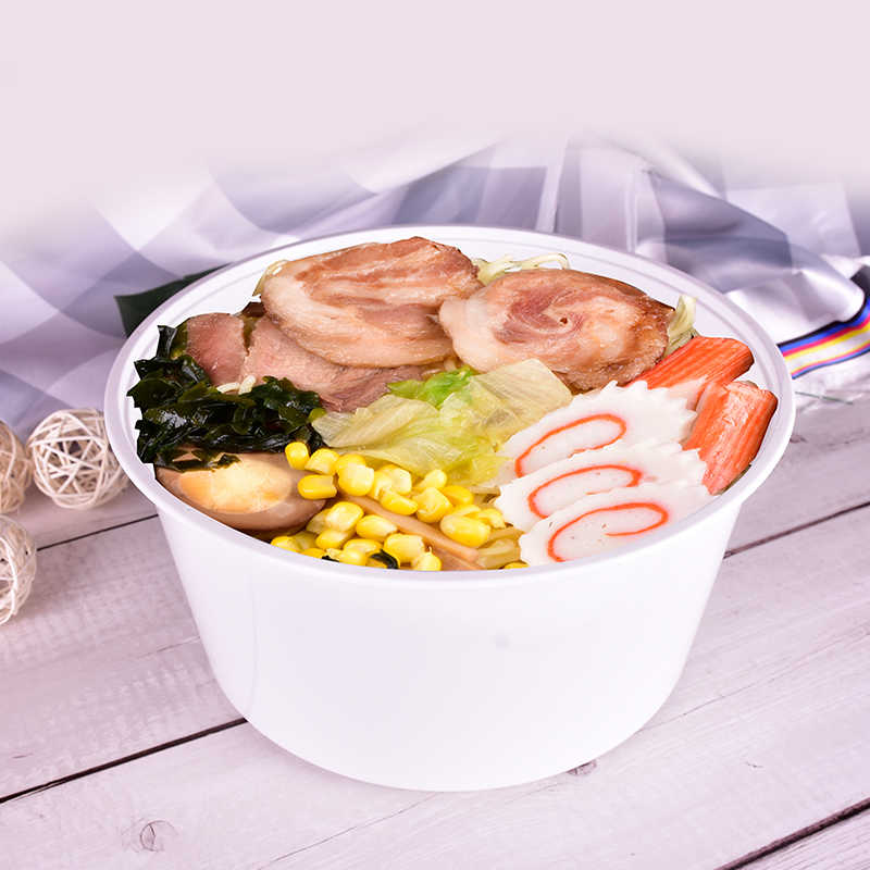 鑫雄盛一次性打包餐盒外卖便当快餐饭盒塑料圆形白色加厚带盖汤碗