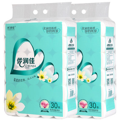 优润佳卫生纸家用大卷纸芯厕纸巾学生宿舍用手纸5层批实惠装30