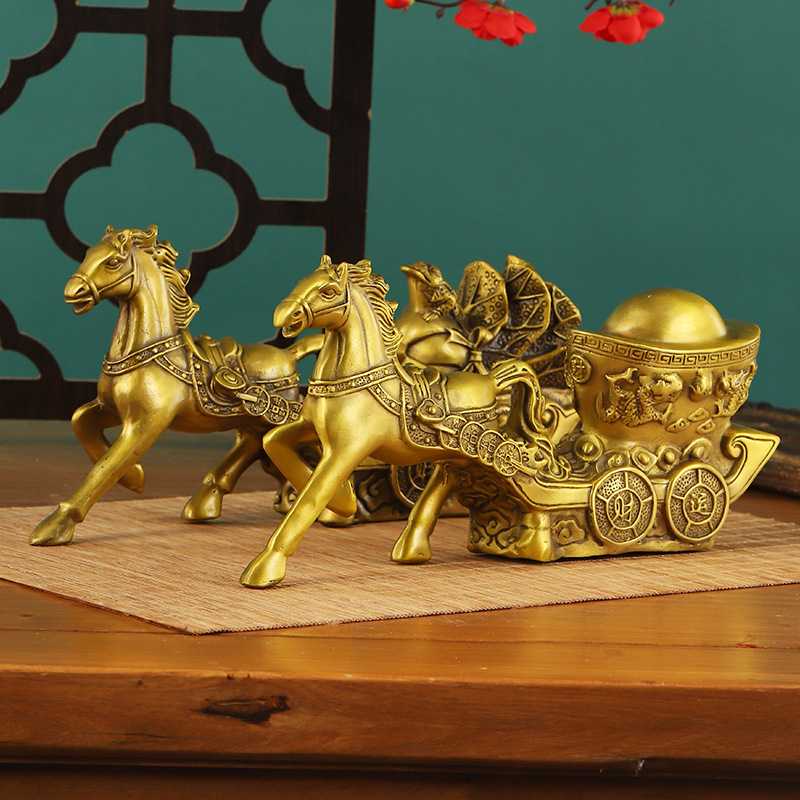 新款直销黄铜马拉元宝马拉百财家居工艺品生肖马摆件办公室礼品8