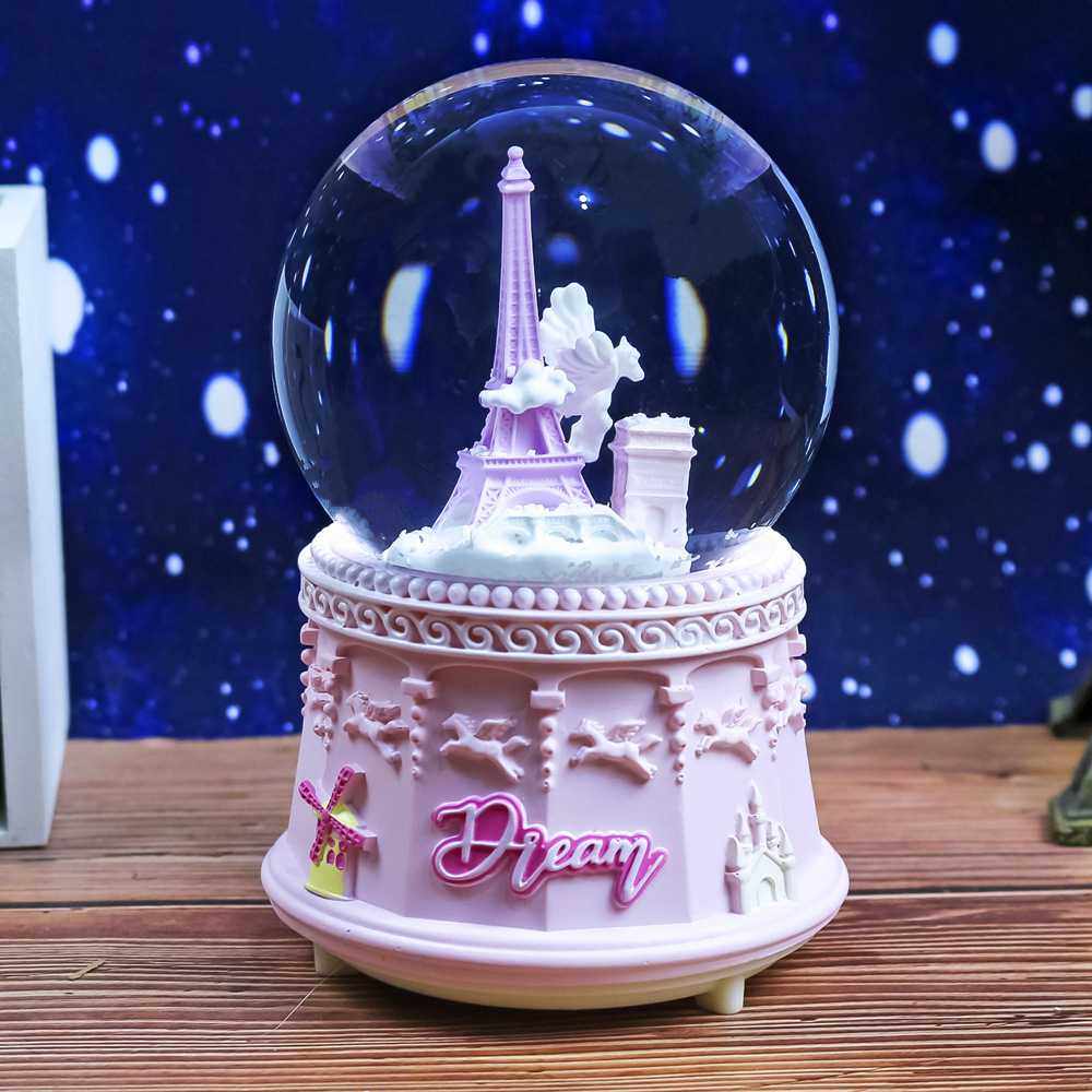 新款直销梦幻巴黎埃菲尔铁塔水晶球音乐盒八音盒情侣生日礼物卧室,家居饰品,音乐盒,淘宝优惠券,粉丝福利购,淘宝优惠卷