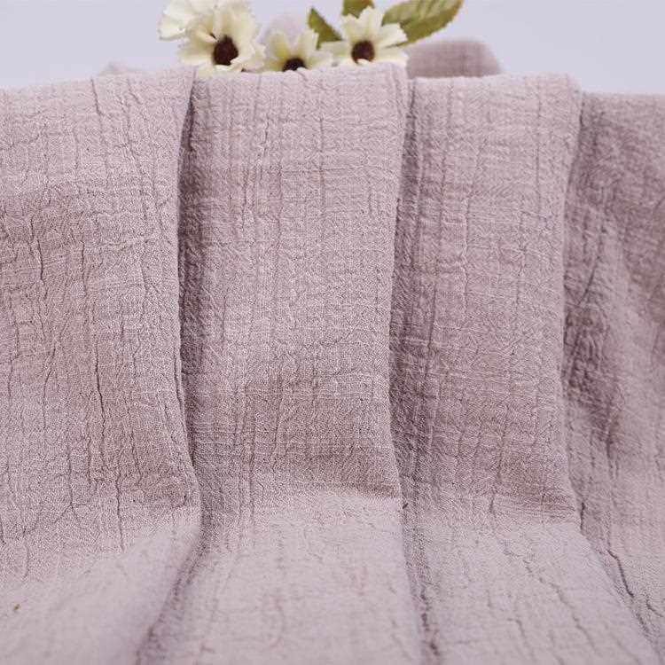 新款直销现货供应220g/m2双层纱布面料 秋冬树皮皱效果水洗棉布