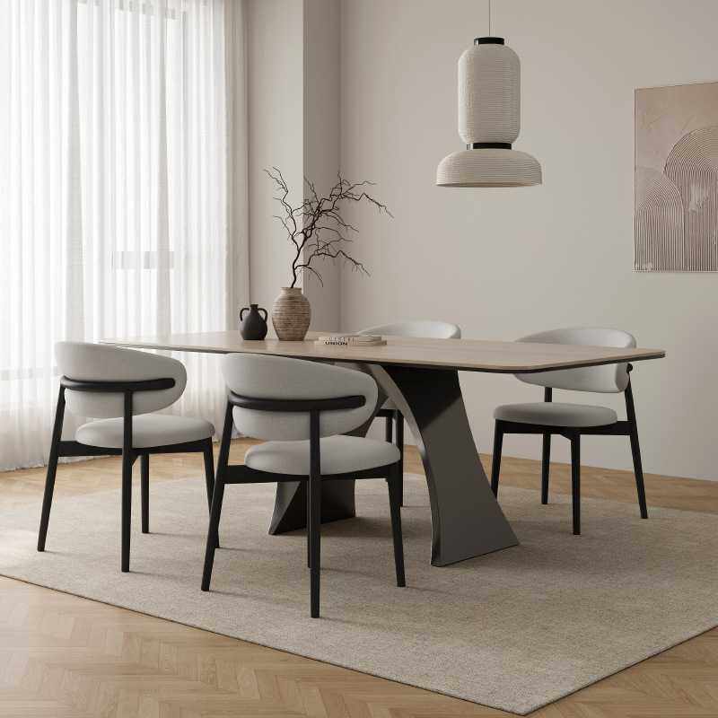 新款直销轻奢岩板桌椅组合现代极简小户型家用长方形饭桌洞石岩板,住宅家具,岩板餐桌,淘宝优惠券,粉丝福利购,淘宝优惠卷