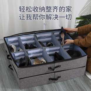 新款直销棉麻鞋子收纳盒鞋盒收纳布艺多功能可水洗透明床底衣柜收