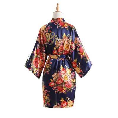 新款直销婚庆系列  牡丹印花新娘Bride仿真丝婚前化妆袍晨袍新娘