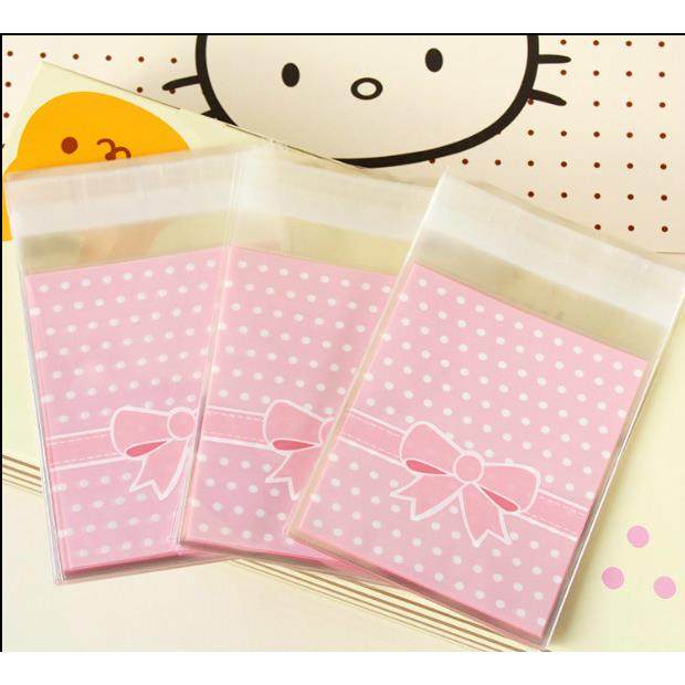 新款直销双色蝴蝶结包装袋曲奇袋点心烘培自粘袋烘焙袋8*10+3 100