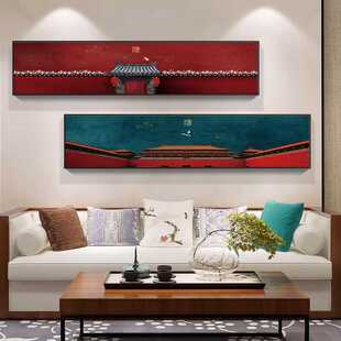 新款直销新中式床头装饰画横幅晶瓷画主卧客厅挂画中国风背景墙壁