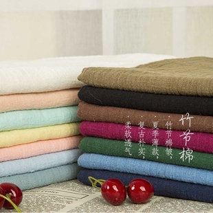 新款直销水洗皱棉麻竹节纱布 亚麻服装女装布料服装面料亚麻面料