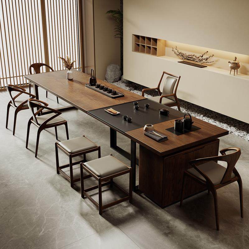 新款直销实木茶桌北美白蜡木简约现代家用客厅大板桌书桌办公接待