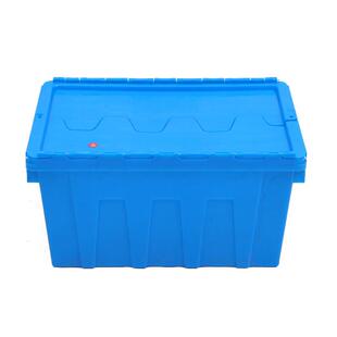 物流箱PP蓝色加厚带盖周转箱可套叠带翻盖欧 40斜插式 新款 直销600