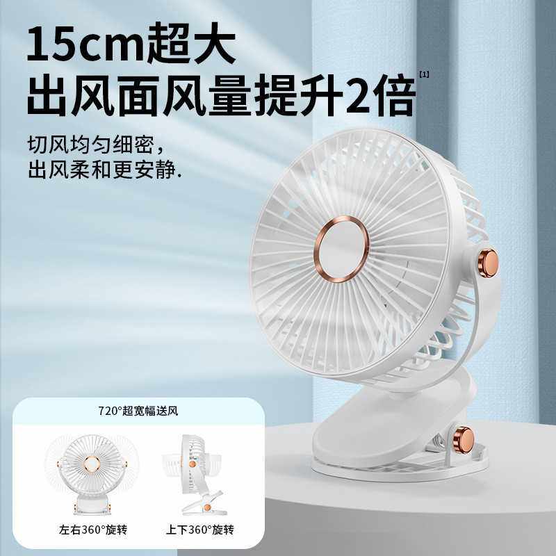 新款直销跨境6寸夹子风扇 usb充电静音桌面户外婴儿车学生宿舍迷