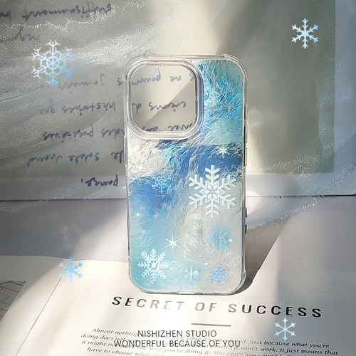 蓝雪花冰川纹原创苹果手机壳