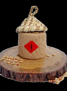 五谷丰登b搬新家乔迁之喜国潮丰收节粮仓秋天创意手工编织摆件农