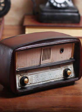 复古做旧a老式收音机模型摆件创意咖啡厅奶茶店客厅书柜桌面装饰