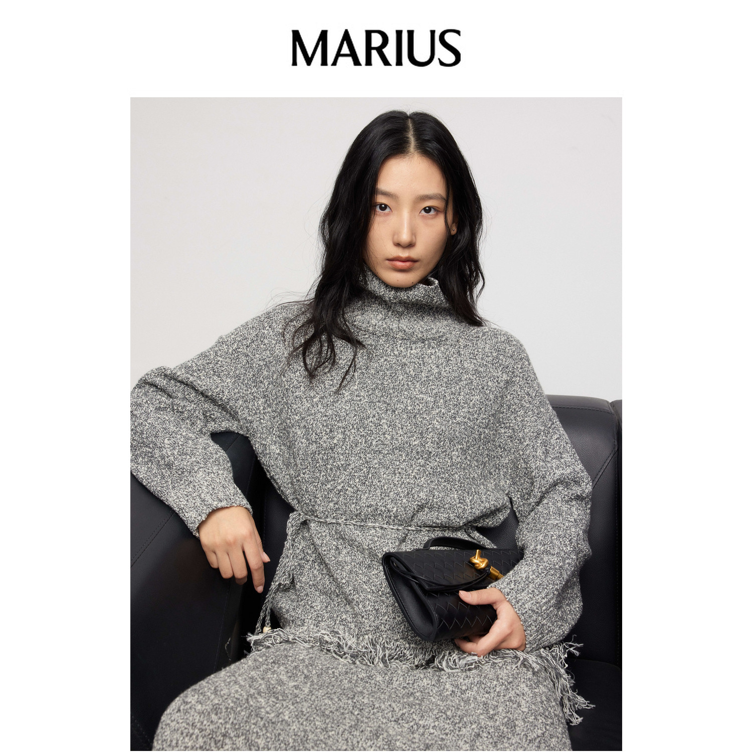 MARIUS"Omate设计系列"游牧针织羊绒羊毛混纺流苏落肩针织衫半裙,女装/女士精品,毛针织衫,淘宝优惠券,粉丝福利购,淘宝优惠卷