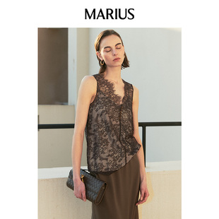 MARIUS 夜玫瑰重磅手工剪裁半透明蕾丝背心半裙 Offduty休闲系列