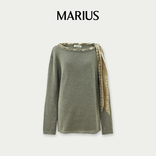 MARIUS长袖宽松型纯色毛针织衫打底女装时尚运动风