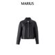 米粒皮衣柔软小羊皮简约复古短款 MARIUS Emate通勤系列 翻领皮衣