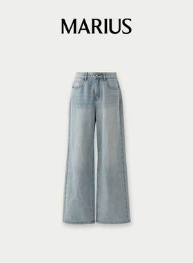MARIUS全棉内磨毛舒适透气随性有型实穿宽松直筒牛仔裤