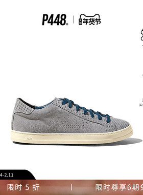 P448 JOHN 男士多孔皮革设计休闲鞋板鞋