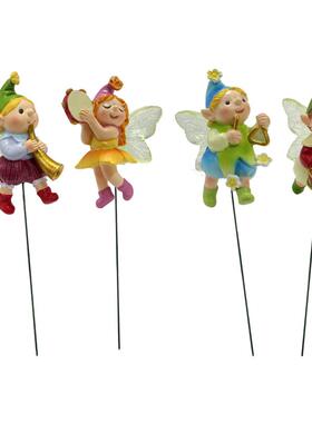 户外创脂插意精HG2211F灵乐队地树工艺品栽花园布置庭院装饰天使