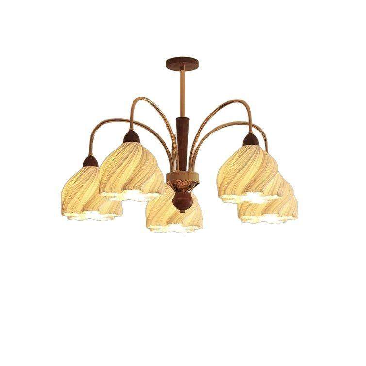 裙桃摆法式复古客灯厅大厅主灯胡古木奶油吊灯护818眼高级感中餐,家装灯饰光源,智能吊灯,淘宝优惠券,粉丝福利购,淘宝优惠卷