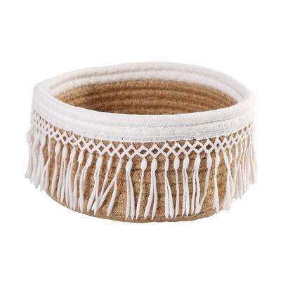 黄麻流苏手工编整织筐家用面杂物理棉绳布桌筐艺客厅茶几ZY651371