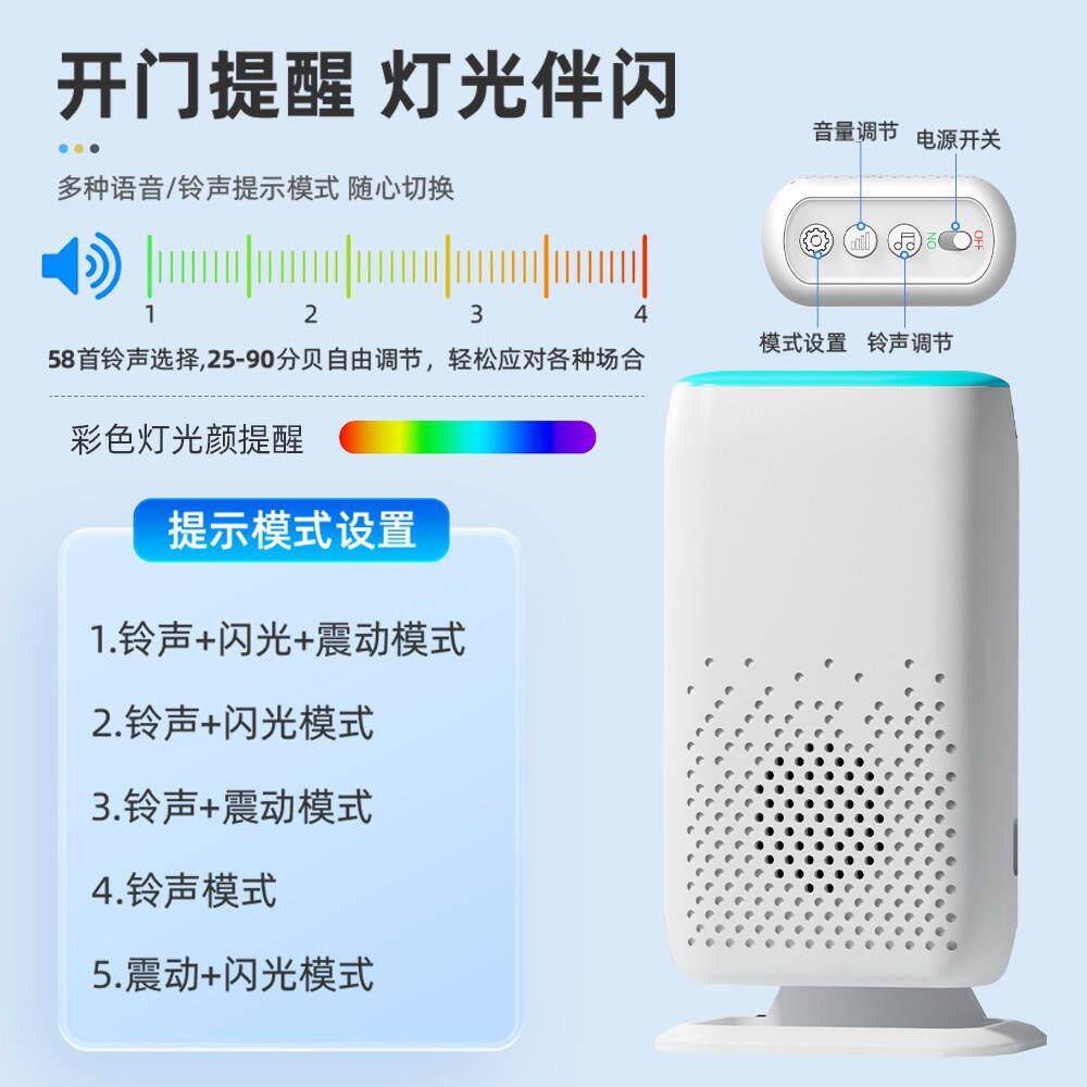 超市冰箱开门提醒器店铺冰柜门铃感应欢迎光临分体门磁防盗报警器