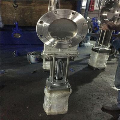 304气动不锈钢刀型闸阀PZ673Y气动刀闸阀插板阀DN100150