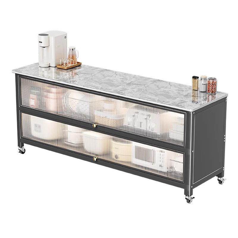 落地多层岩板收纳柜家用多功能橱柜微波炉碗柜台面客厅厨房置物架