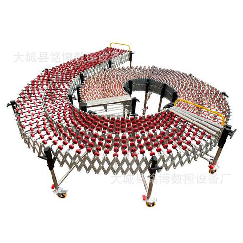 卸货滑梯无动力福来轮可伸缩升降转弯装卸车输送机搬运滚筒线