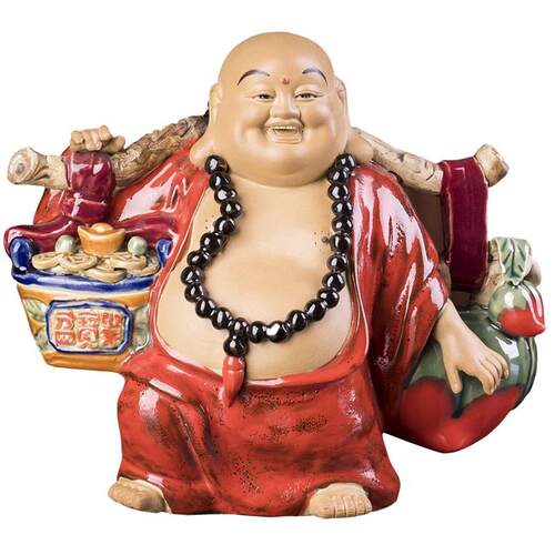 佛山石湾公仔陶瓷摆件人物手工陶艺佛像弥勒笑佛茶桌酒柜装饰摆设