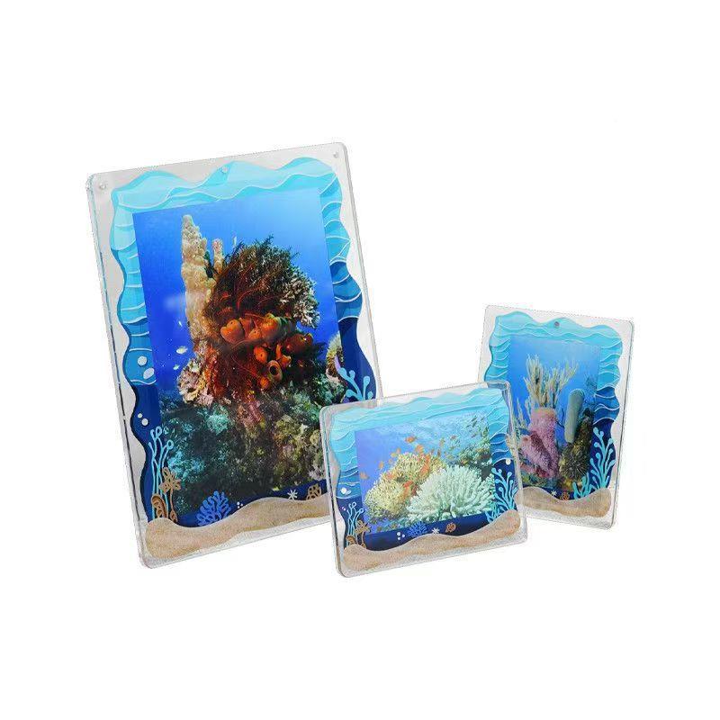 洋主题亚克相框创意横竖照片摆台磁吸力相框架v海L型磁力u工打印