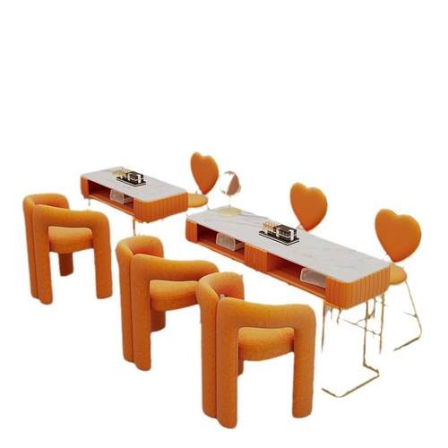 轻奢网红美甲桌椅套装组合现在简约单双人美甲店桌2024新款