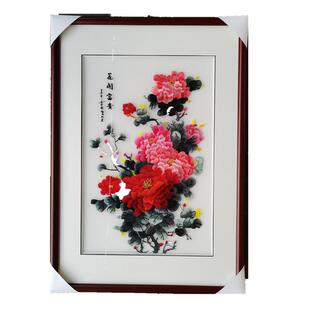 苏绣机绣装饰画成品挂画手工绣花开富贵厂家直销旅游品