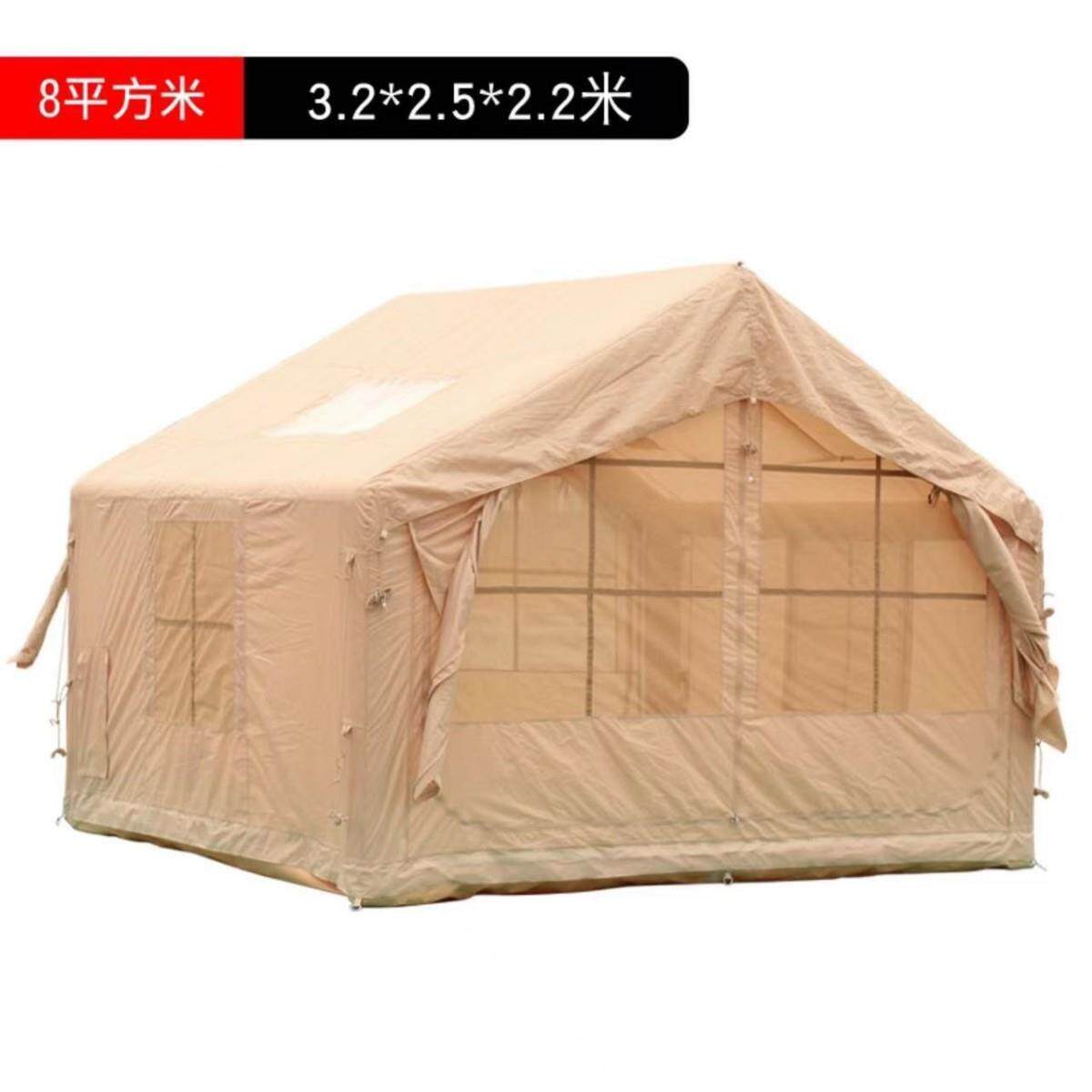 户外小屋充气帐篷露营帐篷营地帐篷多人便携式防雨旅游充气帐
