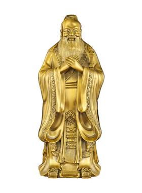 文创礼品黄铜孔子像孔夫子雕像家居用办公室桌面摆件金属工艺品