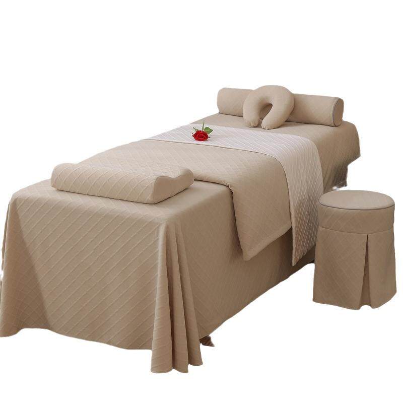 美容床罩四件套高档针织棉美容院床罩按摩理疗洗头床单印制LOGO