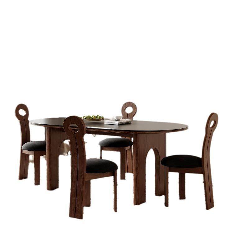 黎音黑色岩板高级感法式中古风2023新款家用白蜡木椭圆形拱门餐桌,商业/办公家具,餐桌椅系列,淘宝优惠券,粉丝福利购,淘宝优惠卷
