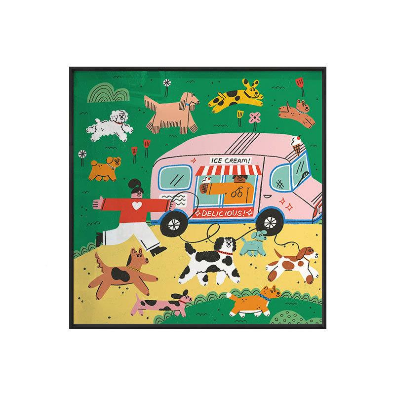 可爱狗室狗韩国插画古设计20230210师is风n儿童房卧装饰画宠物店