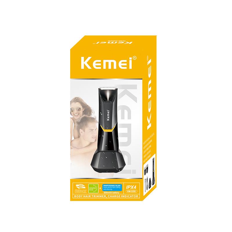 脱毛器KM-3208男士全身剃毛USB全身水洗理发腋毛私处剃毛器