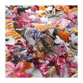 满幅彩色珠片绣花面料植物时装 走秀服装 饰布立体亮片刺绣布料