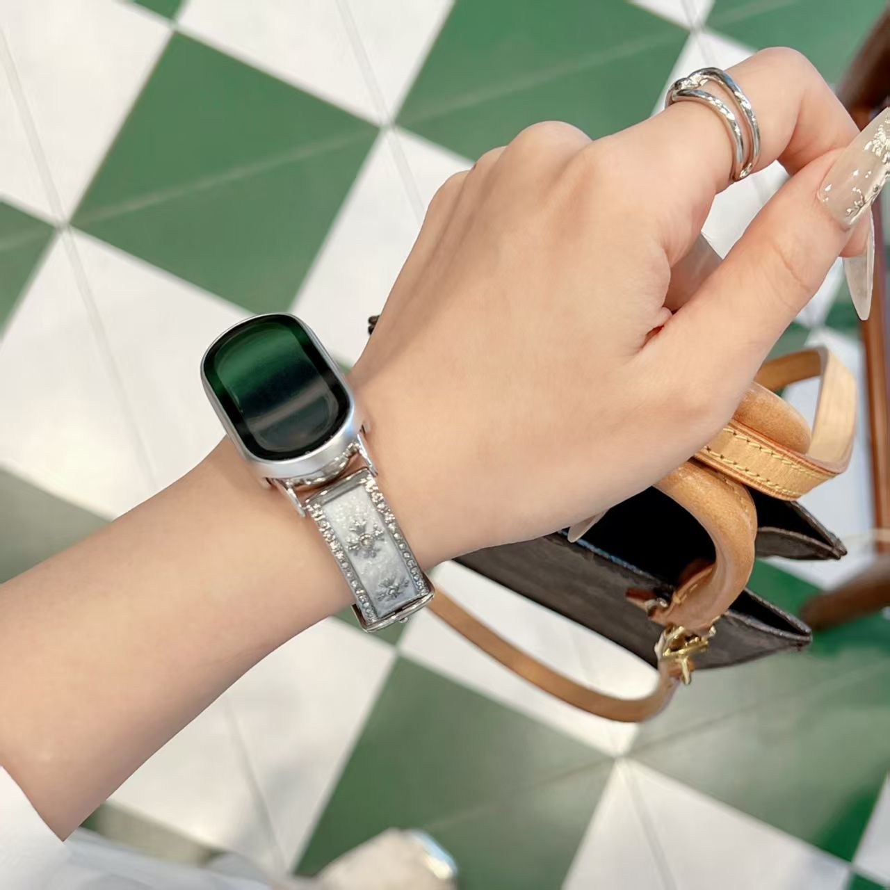 适用小米10新款9nfc珐琅十字弯片手镯拼皮8pro手表带红米watch4/5