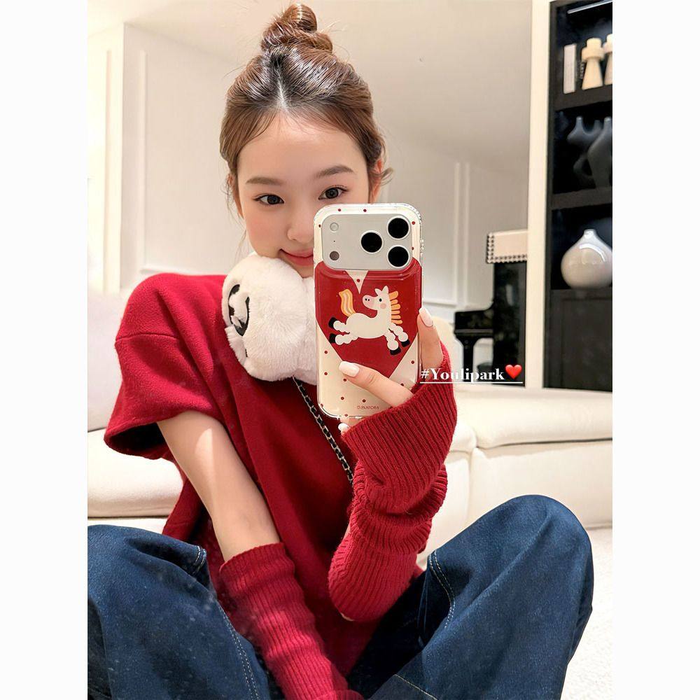 新年红爱心小马苹果17手机壳16/15/14pro潮x/7/8防摔6plus保护5G,个性定制/设计服务/DIY,手机壳/保护套定制,淘宝优惠券,粉丝福利购,淘宝优惠卷