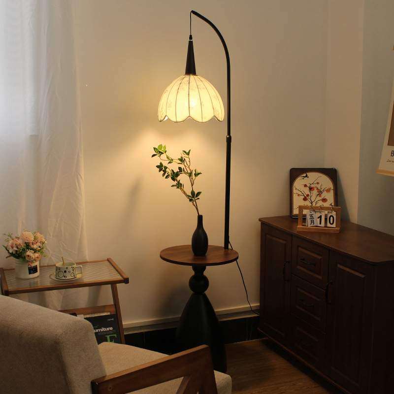 中古风茶几落地灯网红氛围感沙发立式台灯边几一体置物架客厅灯,3C数码配件,USB灯,淘宝优惠券,粉丝福利购,淘宝优惠卷