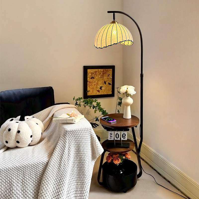 复古艺术落地灯客厅沙发旁茶几灯中古风卧室床头柜置物一体氛围灯,3C数码配件,USB灯,淘宝优惠券,粉丝福利购,淘宝优惠卷