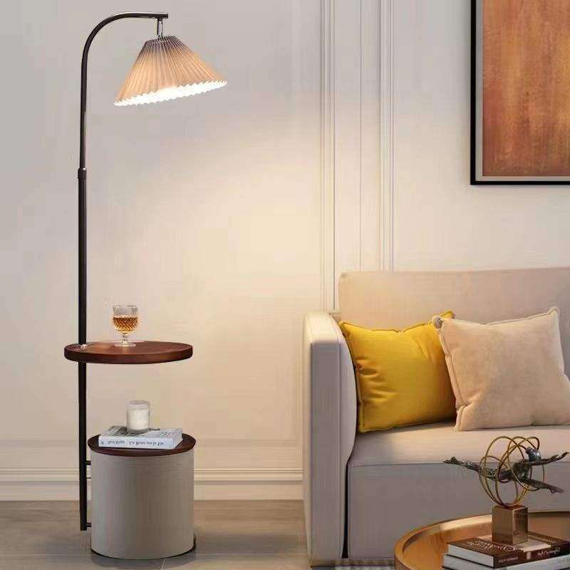 落地灯客厅卧室床边百褶轻奢茶几置物架一体氛围灯北欧立式台灯,3C数码配件,USB灯,淘宝优惠券,粉丝福利购,淘宝优惠卷