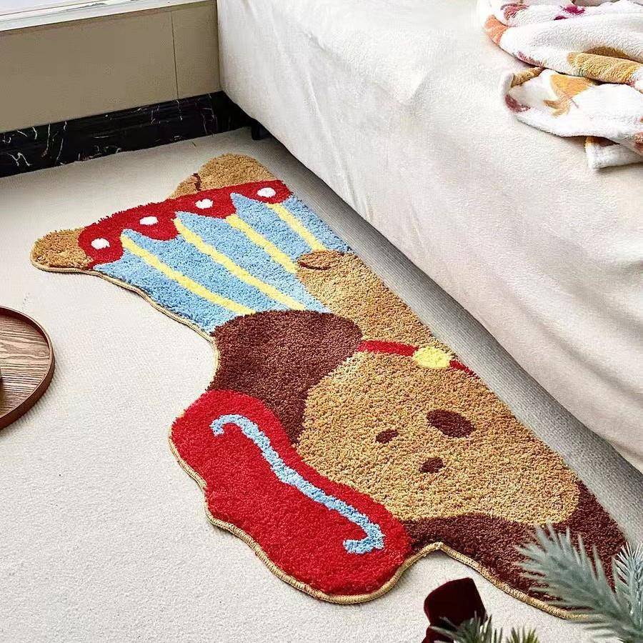 小单卡通地毯植绒地毯浴室垫卧室簇绒地毯客厅机织苔藓地毯