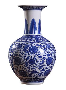 景德镇青花瓷缠枝莲龙纹陶瓷大花客厅古典中式摆件瓷器工艺礼品